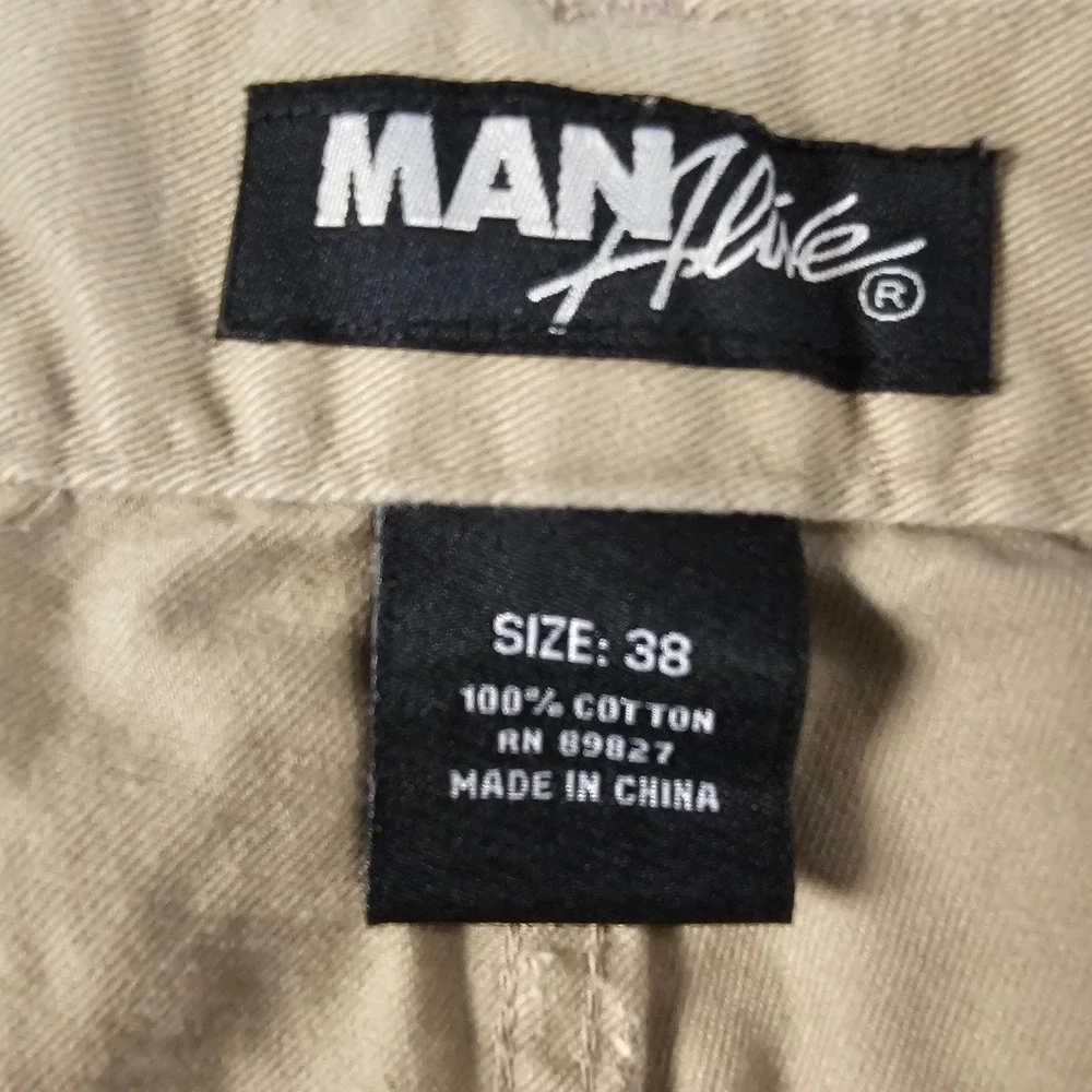 Man Alive Mens Baggy Cropped Pants (Bundle of 2) Khaki White Size 38